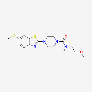 molecular formula C16H22N4O2S2 B2982675 N-(2-甲氧基乙基)-4-(6-(甲硫代)苯并[d]噻唑-2-基)哌嗪-1-甲酰胺 CAS No. 1207036-56-3
