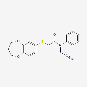 molecular formula C19H18N2O3S B2982681 N-(cyanomethyl)-2-(3,4-dihydro-2H-1,5-benzodioxepin-7-ylsulfanyl)-N-phenylacetamide CAS No. 1208750-27-9