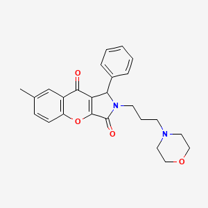 molecular formula C25H26N2O4 B2982696 7-Methyl-2-(3-morpholinopropyl)-1-phenyl-1,2-dihydrochromeno[2,3-c]pyrrole-3,9-dione CAS No. 631881-55-5