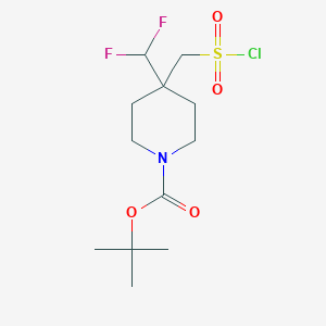 molecular formula C12H20ClF2NO4S B2982701 Tert-butyl 4-(chlorosulfonylmethyl)-4-(difluoromethyl)piperidine-1-carboxylate CAS No. 2309466-38-2
