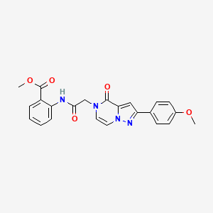 molecular formula C23H20N4O5 B2982704 methyl 2-(2-(2-(4-methoxyphenyl)-4-oxopyrazolo[1,5-a]pyrazin-5(4H)-yl)acetamido)benzoate CAS No. 941913-37-7