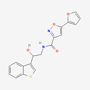 molecular formula C18H14N2O4S B2982711 N-(2-(benzo[b]thiophen-3-yl)-2-hydroxyethyl)-5-(furan-2-yl)isoxazole-3-carboxamide CAS No. 2097930-31-7