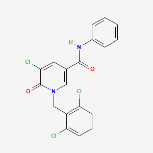 molecular formula C19H13Cl3N2O2 B2982712 5-chloro-1-(2,6-dichlorobenzyl)-6-oxo-N-phenyl-1,6-dihydro-3-pyridinecarboxamide CAS No. 400086-12-6