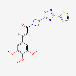 molecular formula C21H21N3O5S B2982716 (E)-1-(3-(3-(thiophen-2-yl)-1,2,4-oxadiazol-5-yl)azetidin-1-yl)-3-(3,4,5-trimethoxyphenyl)prop-2-en-1-one CAS No. 1331447-61-0