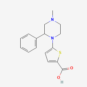 molecular formula C16H18N2O2S B2982745 5-(4-Methyl-2-phenylpiperazin-1-yl)thiophene-2-carboxylic acid CAS No. 1477971-35-9