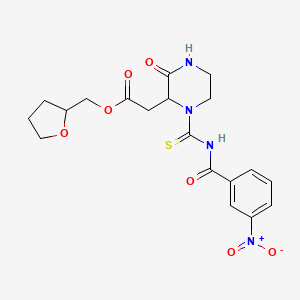 (Tetrahydrofuran-2-yl)methyl 2-(1-((3-nitrobenzoyl)carbamothioyl)-3-oxopiperazin-2-yl)acetate