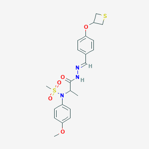 molecular formula C21H25N3O5S2 B298277 N-(4-methoxyphenyl)-N-(1-methyl-2-oxo-2-{2-[4-(3-thietanyloxy)benzylidene]hydrazino}ethyl)methanesulfonamide 