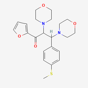 molecular formula C22H28N2O4S B2982779 1-(Furan-2-yl)-3-(4-(methylthio)phenyl)-2,3-dimorpholinopropan-1-one CAS No. 622794-55-2