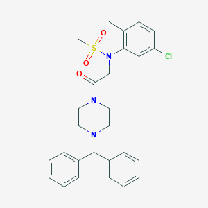 molecular formula C27H30ClN3O3S B298278 N-[2-(4-benzhydrylpiperazin-1-yl)-2-oxoethyl]-N-(5-chloro-2-methylphenyl)methanesulfonamide 