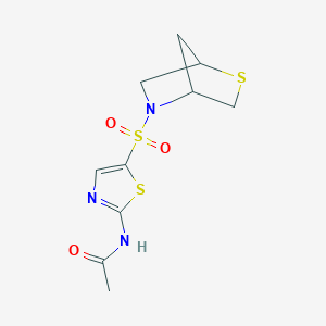 molecular formula C10H13N3O3S3 B2982808 N-(5-(2-thia-5-azabicyclo[2.2.1]heptan-5-ylsulfonyl)thiazol-2-yl)acetamide CAS No. 2034310-13-7