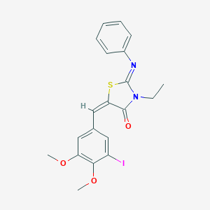 molecular formula C20H19IN2O3S B298285 3-Ethyl-5-(3-iodo-4,5-dimethoxybenzylidene)-2-(phenylimino)-1,3-thiazolidin-4-one 