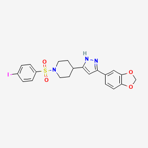 molecular formula C21H20IN3O4S B2982855 4-[3-(1,3-benzodioxol-5-yl)-1H-pyrazol-5-yl]-1-(4-iodophenyl)sulfonylpiperidine CAS No. 1025724-87-1