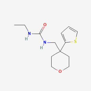 molecular formula C13H20N2O2S B2982859 1-ethyl-3-((4-(thiophen-2-yl)tetrahydro-2H-pyran-4-yl)methyl)urea CAS No. 1210497-18-9