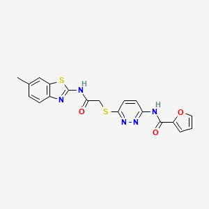molecular formula C19H15N5O3S2 B2982874 N-(6-((2-((6-甲基苯并[d]噻唑-2-基)氨基)-2-氧代乙基)硫代吡咯烷-3-基)呋喃-2-甲酰胺 CAS No. 1021026-42-5