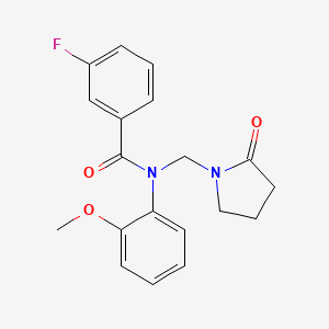 3-fluoro-N-(2-methoxyphenyl)-N-((2-oxopyrrolidin-1-yl)methyl)benzamide