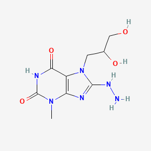 molecular formula C9H14N6O4 B2982878 7-(2,3-dihydroxypropyl)-8-hydrazinyl-3-methyl-1H-purine-2,6(3H,7H)-dione CAS No. 333752-40-2