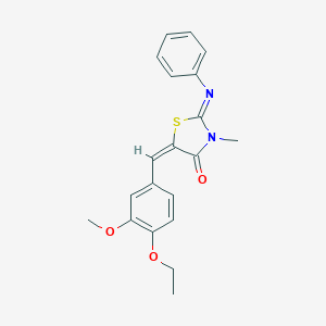 molecular formula C20H20N2O3S B298288 (2E,5E)-5-(4-ethoxy-3-methoxybenzylidene)-3-methyl-2-(phenylimino)-1,3-thiazolidin-4-one 