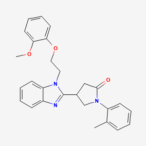 molecular formula C27H27N3O3 B2982881 4-(1-(2-(2-methoxyphenoxy)ethyl)-1H-benzo[d]imidazol-2-yl)-1-(o-tolyl)pyrrolidin-2-one CAS No. 890633-75-7