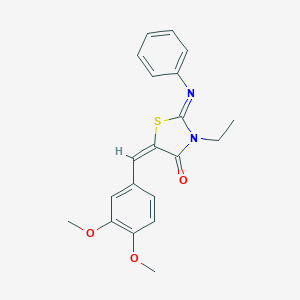 molecular formula C20H20N2O3S B298289 (2E,5E)-5-(3,4-dimethoxybenzylidene)-3-ethyl-2-(phenylimino)-1,3-thiazolidin-4-one 