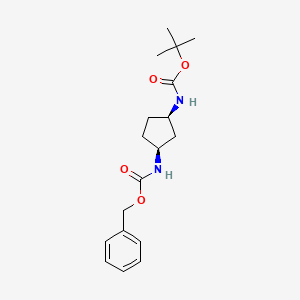 molecular formula C18H26N2O4 B2982893 (1R,3S)-1-(Boc-amino)-3-(Cbz-amino)cyclopentane CAS No. 774212-79-2; 881891-89-0