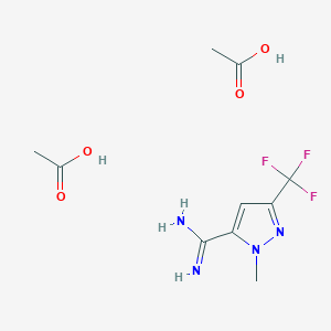 molecular formula C10H15F3N4O4 B2982905 1-Methyl-3-(trifluoromethyl)-1H-pyrazole-5-carboximidamide diacetate CAS No. 2173996-62-6