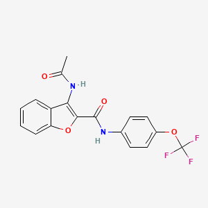 molecular formula C18H13F3N2O4 B2982906 3-acetamido-N-[4-(trifluoromethoxy)phenyl]-1-benzofuran-2-carboxamide CAS No. 888453-44-9