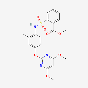 molecular formula C21H21N3O7S B2982911 Methyl 2-({4-[(4,6-dimethoxy-2-pyrimidinyl)oxy]-2-methylanilino}sulfonyl)benzenecarboxylate CAS No. 866154-87-2