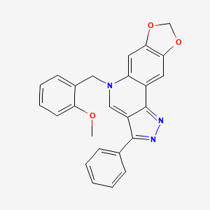molecular formula C25H19N3O3 B2982917 5-(2-methoxybenzyl)-3-phenyl-5H-[1,3]dioxolo[4,5-g]pyrazolo[4,3-c]quinoline CAS No. 902278-39-1