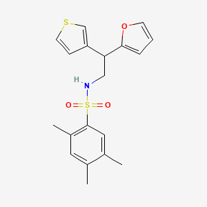 molecular formula C19H21NO3S2 B2982919 N-[2-(furan-2-yl)-2-(thiophen-3-yl)ethyl]-2,4,5-trimethylbenzene-1-sulfonamide CAS No. 2097899-39-1