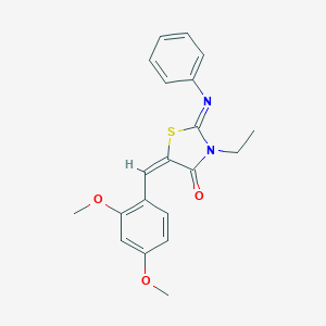 molecular formula C20H20N2O3S B298292 5-(2,4-Dimethoxybenzylidene)-3-ethyl-2-(phenylimino)-1,3-thiazolidin-4-one 