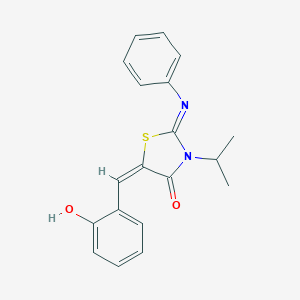 molecular formula C19H18N2O2S B298293 5-(2-Hydroxybenzylidene)-3-isopropyl-2-(phenylimino)-1,3-thiazolidin-4-one 