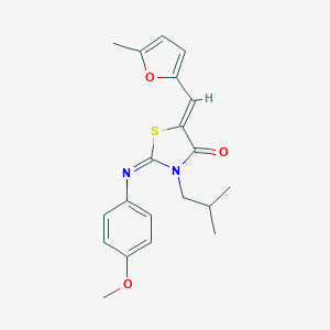 molecular formula C20H22N2O3S B298294 3-Isobutyl-2-[(4-methoxyphenyl)imino]-5-[(5-methyl-2-furyl)methylene]-1,3-thiazolidin-4-one 