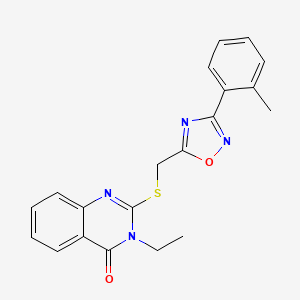 molecular formula C20H18N4O2S B2982940 3-乙基-2-[[3-(2-甲基苯基)-1,2,4-恶二唑-5-基]甲硫基]喹唑啉-4-酮 CAS No. 946328-49-0