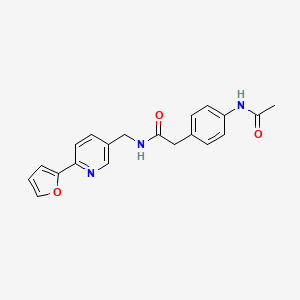 molecular formula C20H19N3O3 B2982949 2-(4-acetamidophenyl)-N-((6-(furan-2-yl)pyridin-3-yl)methyl)acetamide CAS No. 2034394-60-8