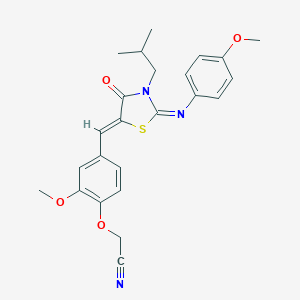 molecular formula C24H25N3O4S B298295 [4-({3-Isobutyl-2-[(4-methoxyphenyl)imino]-4-oxo-1,3-thiazolidin-5-ylidene}methyl)-2-methoxyphenoxy]acetonitrile 