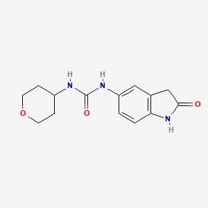 molecular formula C14H17N3O3 B2982972 1-(2-氧代吲哚-5-基)-3-(四氢-2H-吡喃-4-基)脲 CAS No. 2034227-92-2