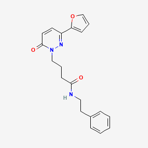molecular formula C20H21N3O3 B2982973 4-(3-(furan-2-yl)-6-oxopyridazin-1(6H)-yl)-N-phenethylbutanamide CAS No. 1021132-77-3