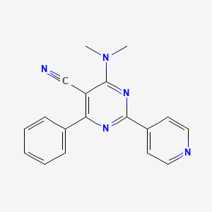 molecular formula C18H15N5 B2982976 4-(二甲氨基)-6-苯基-2-(4-吡啶基)-5-嘧啶甲腈 CAS No. 320417-71-8