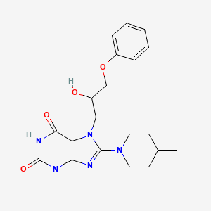 molecular formula C21H27N5O4 B2982979 7-(2-羟基-3-苯氧基丙基)-3-甲基-8-(4-甲基哌啶-1-基)-1H-嘌呤-2,6(3H,7H)-二酮 CAS No. 919017-44-0