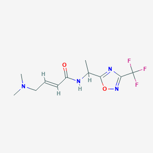 molecular formula C11H15F3N4O2 B2982988 (E)-4-(Dimethylamino)-N-[1-[3-(trifluoromethyl)-1,2,4-oxadiazol-5-yl]ethyl]but-2-enamide CAS No. 2411332-52-8