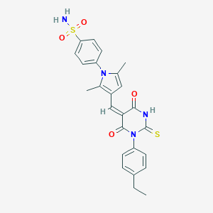 molecular formula C25H24N4O4S2 B298299 4-(3-{(E)-[1-(4-ethylphenyl)-4,6-dioxo-2-thioxotetrahydropyrimidin-5(2H)-ylidene]methyl}-2,5-dimethyl-1H-pyrrol-1-yl)benzenesulfonamide 