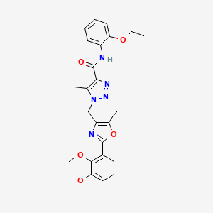 molecular formula C25H27N5O5 B2982990 1-((2-(2,3-二甲氧基苯基)-5-甲基恶唑-4-基)甲基)-N-(2-乙氧基苯基)-5-甲基-1H-1,2,3-三唑-4-甲酰胺 CAS No. 946355-60-8