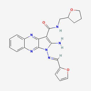 (E)-2-amino-1-((furan-2-ylmethylene)amino)-N-((tetrahydrofuran-2-yl)methyl)-1H-pyrrolo[2,3-b]quinoxaline-3-carboxamide
