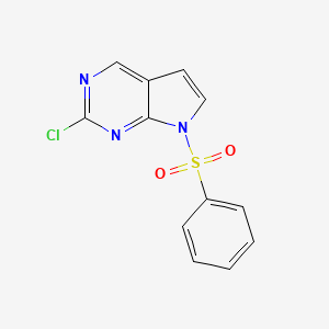 molecular formula C12H8ClN3O2S B2982997 2-Chloro-7-(phenylsulfonyl)-7H-pyrrolo[2,3-d]pyrimidine CAS No. 1638760-14-1