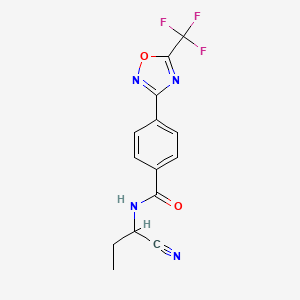 molecular formula C14H11F3N4O2 B2983001 N-(1-氰基丙基)-4-[5-(三氟甲基)-1,2,4-恶二唑-3-基]苯甲酰胺 CAS No. 1803603-64-6