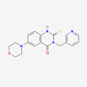 molecular formula C18H18N4O2S B2983002 6-morpholin-4-yl-3-(pyridin-3-ylmethyl)-2-sulfanylidene-1H-quinazolin-4-one CAS No. 689766-39-0