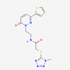 2-((1-methyl-1H-tetrazol-5-yl)thio)-N-(2-(6-oxo-3-(thiophen-2-yl)pyridazin-1(6H)-yl)ethyl)acetamide