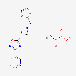 molecular formula C17H16N4O6 B2983022 5-(1-(Furan-2-ylmethyl)azetidin-3-yl)-3-(pyridin-3-yl)-1,2,4-oxadiazole oxalate CAS No. 1396851-95-8