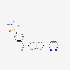 molecular formula C20H25N5O3S B2983033 N,N-Dimethyl-4-[2-(6-methylpyridazin-3-yl)-1,3,3a,4,6,6a-hexahydropyrrolo[3,4-c]pyrrole-5-carbonyl]benzenesulfonamide CAS No. 2415563-77-6