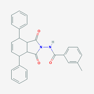 molecular formula C28H24N2O3 B298304 N-(1,3-dioxo-4,7-diphenyl-1,3,3a,4,7,7a-hexahydro-2H-isoindol-2-yl)-3-methylbenzamide 